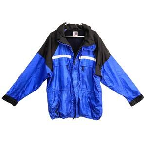 Vintage 90s RY Men Sport Blue & Black Colorblock Windbreaker Size L
